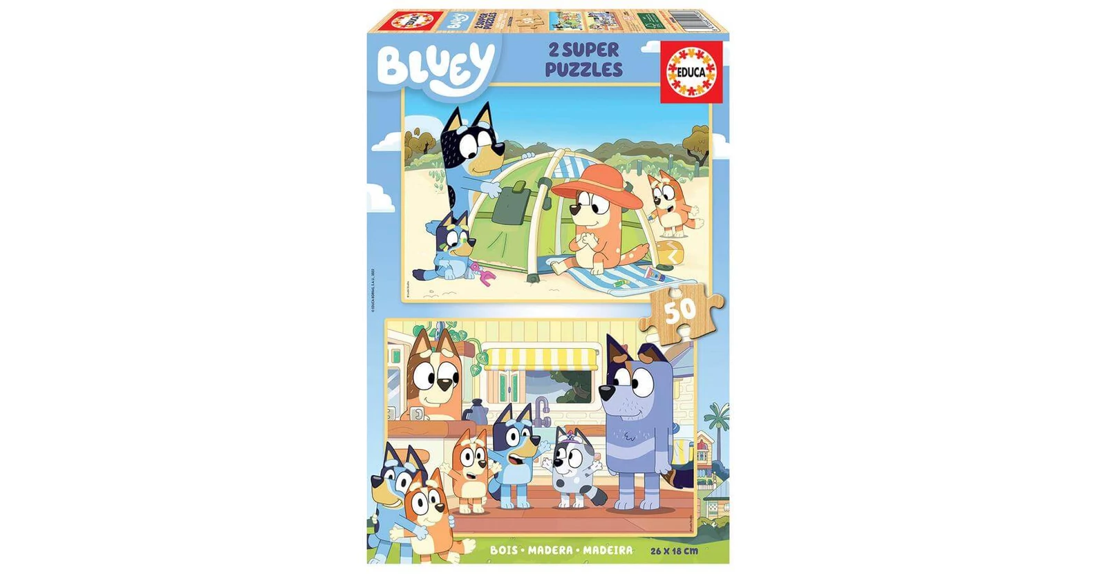 Educa 19408 - Bluey - 2 x 50 db-os fa puzzle - Puzzle 31-60 db