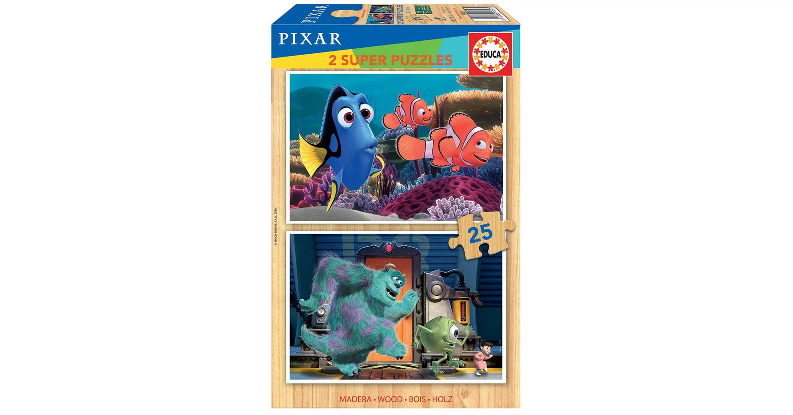 Educa 18597 - Disney Pixar mesék - 2 x 25 db-os fa puzzle - Puzzle 25-30 db