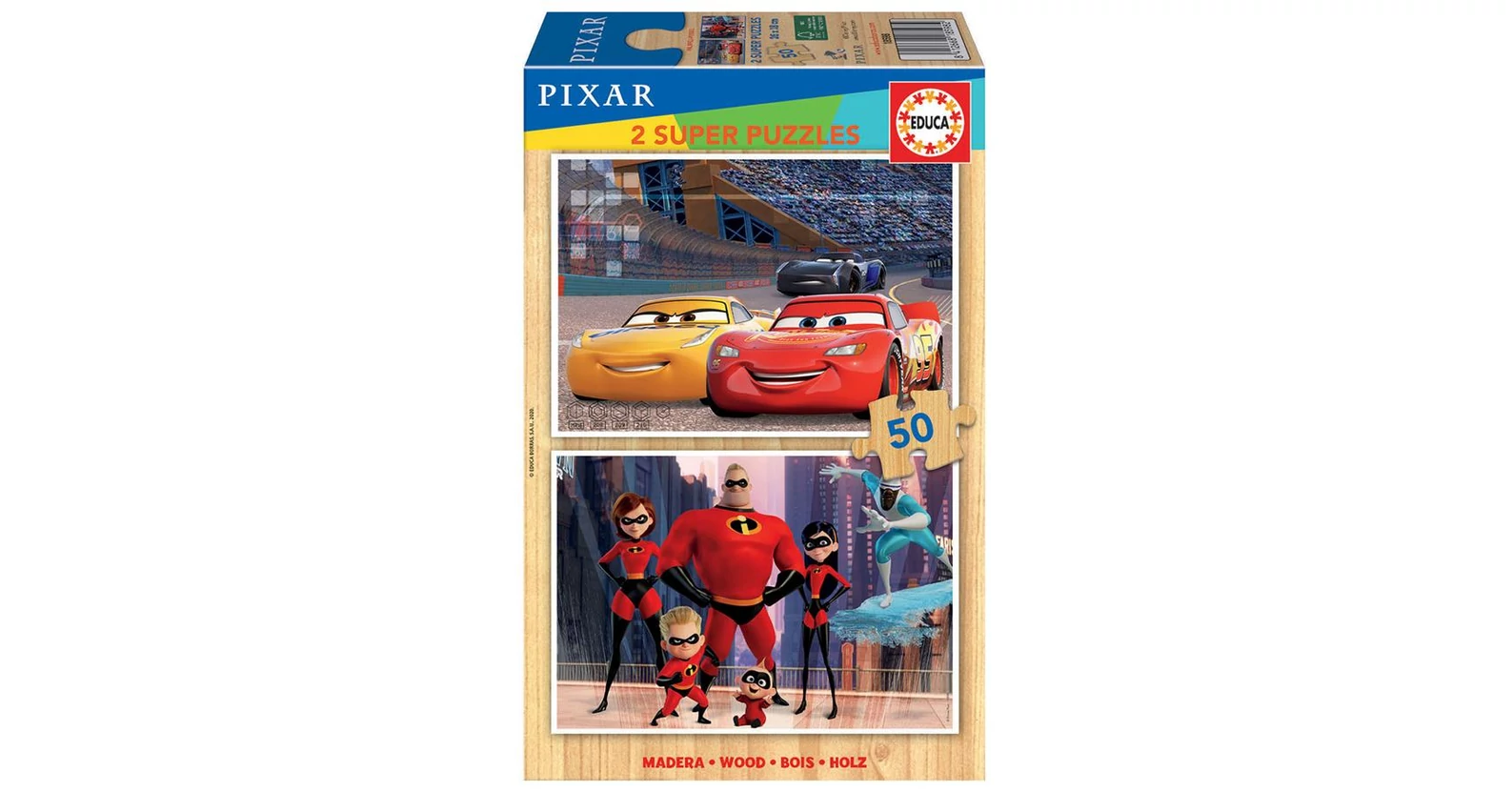 Educa 18598 - Disney Pixar mesék - 2 x 50 db-os fa puzzle - Puzzle 31-60 db