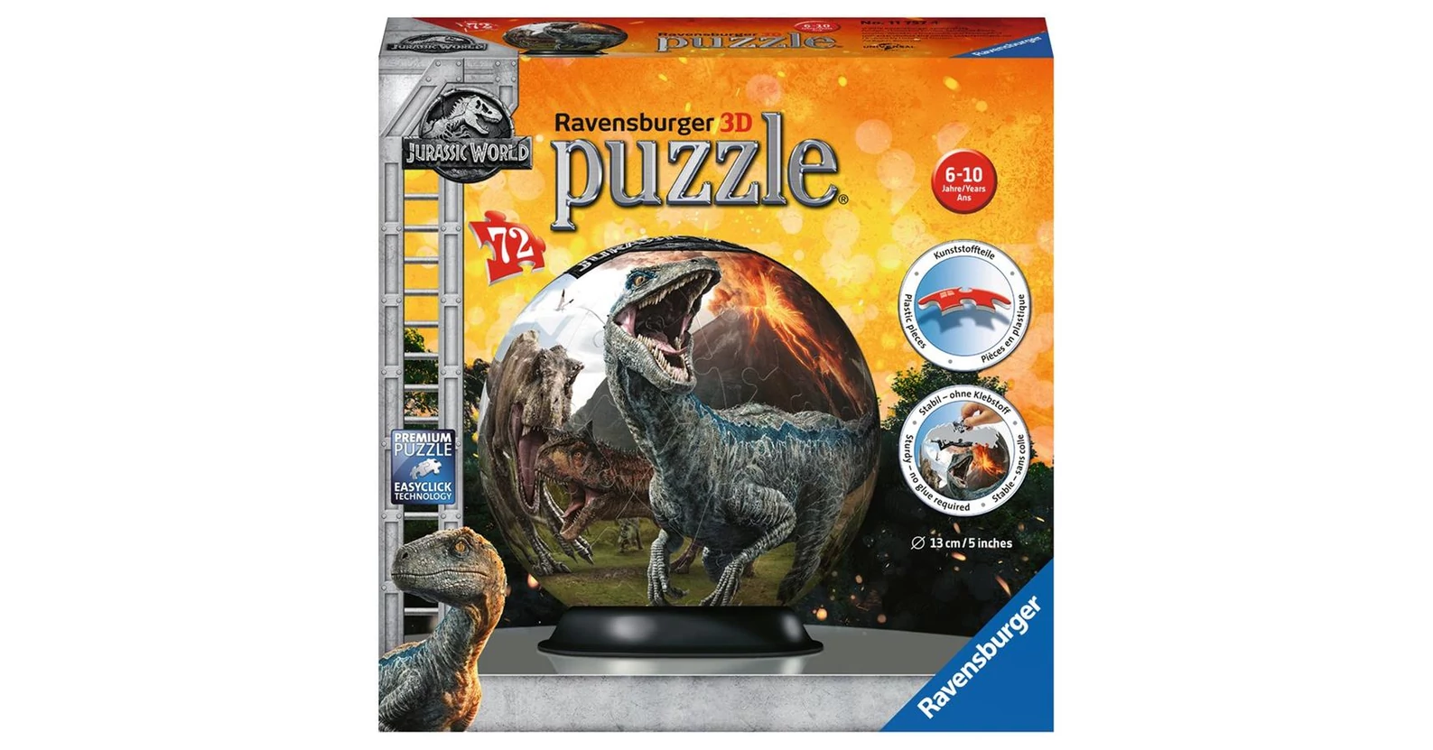 Ravensburger 11757 - Jurassic World - 72 db-os 3D gömb puzzle - 3D Puzzle