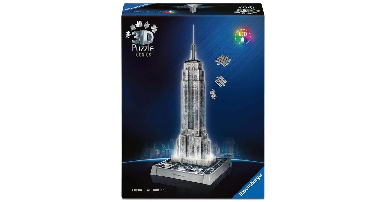 Ravensburger Empire State Building Night Edition – 3D Puzzel – 216 Stukjes, Met Kleurwisselend Licht, Zonder Lijm