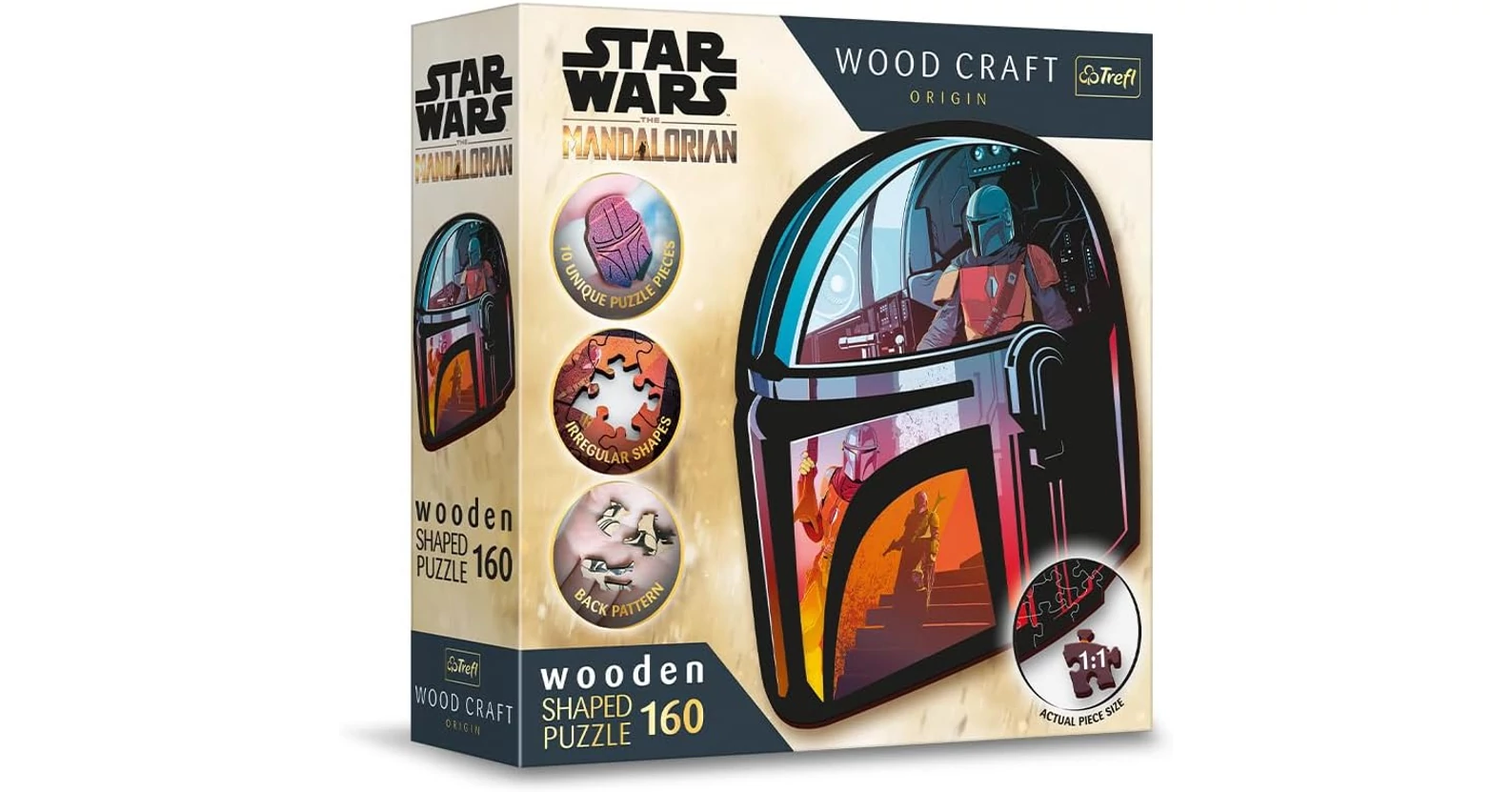 Trefl – Puzzle in Legno 3D: Star Wars, Darth Vader – 160 Pezzi, Wood Craft, Forme Irregolari, 10 Figurine, Moderno Puzzle Premium, per Adulti e Bambini dai 9 Anni di età