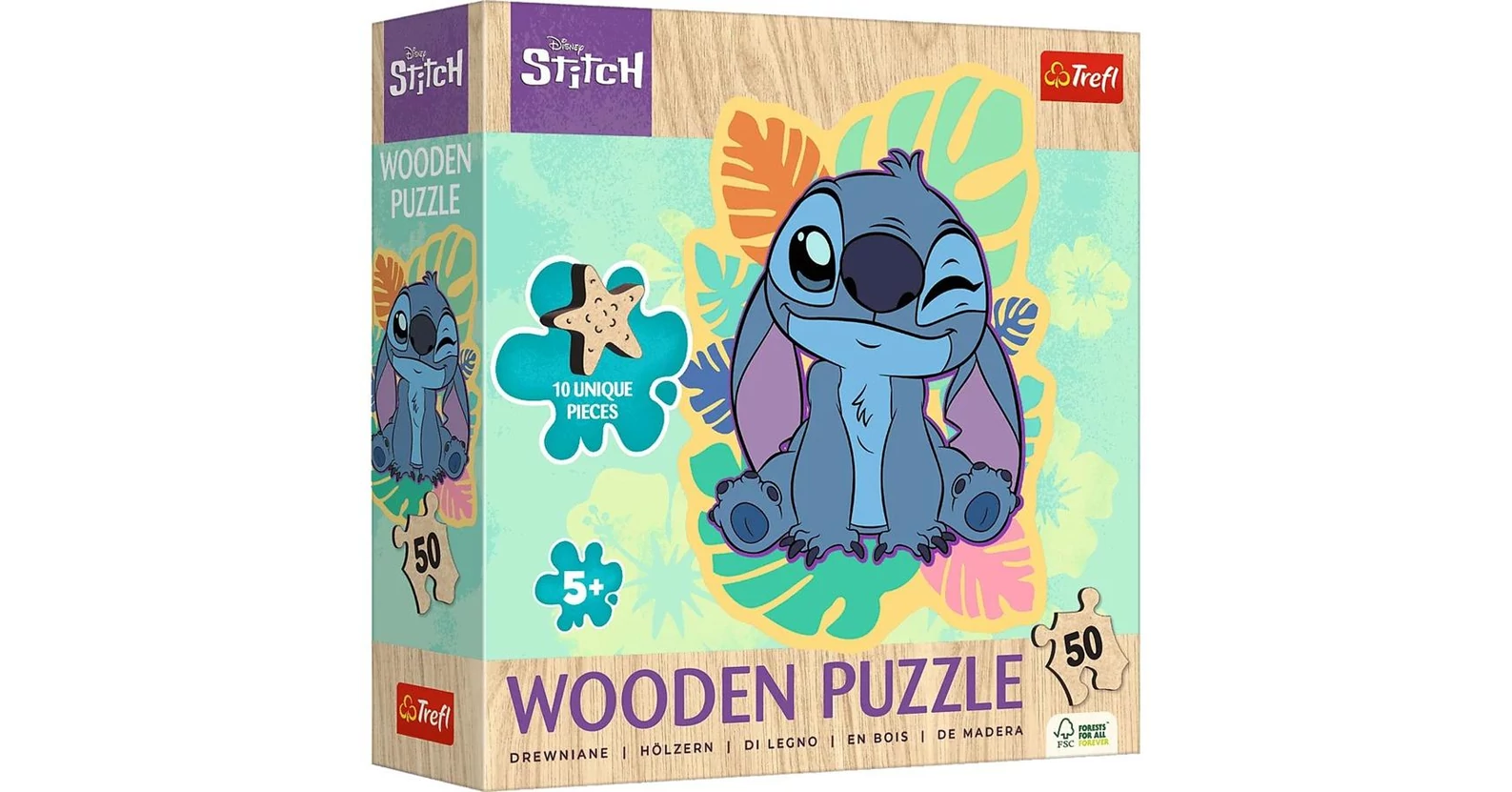 Trefl 20281 - Stitch - 50 db-os Wooden Contour Fa Puzzle - Puzzle 31-60 db