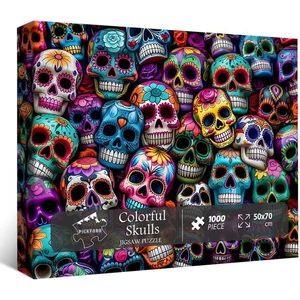 Bboldin Z-508 - Colorful Skulls - 1000 db-os puzzle