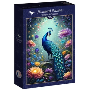 Bluebird 90847 - Flowers & Peacock - 500 db-os puzzle