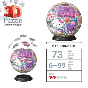Ravensburger 11630 - Hello Kitty és barátai - 72 db-os 3D gömb puzzle