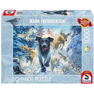 Schmidt 58558 - Dog's Life - Black Labrador in the Snow - 1000 db-os puzzle