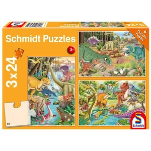 Schmidt 56465 - Dinosaur fun - 3 x 24 db-os puzzle