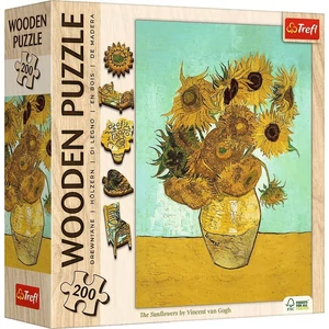 Trefl 20249 - Van Gogh - Napraforgók - 200 db-os Wooden Contour Fa Puzzle