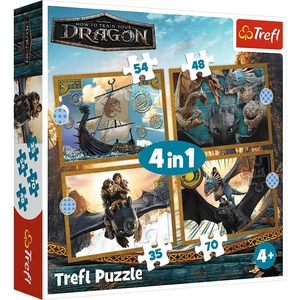 Trefl 34678 - Így neveld a sárkányodat - 4 az 1-ben (35,48,54,70 db-os) puzzle