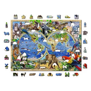 Wooden City 1010 db-os fa puzzle - Az állatvilág térképe (NB1010-0014-XL)