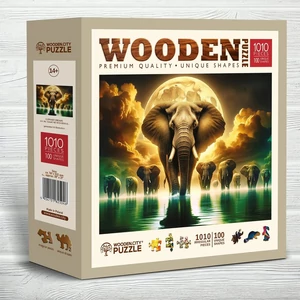 Wooden City 1010 db-os fa puzzle - Elefántok álmai (NB1010-0034-XL)