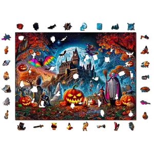 Wooden City 1010 db-os fa puzzle - Halloween-i kastély (NB0814-XL)