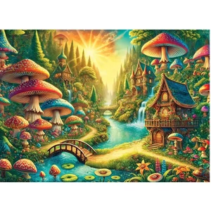 Wooden City 1010 db-os fa puzzle - Misztikus erdő a vízesés mellett (NB0816-XL)