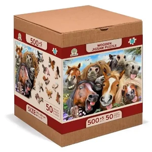 Wooden City 505 db-os fa puzzle - Lovak szelfi (NB505-0015-L)