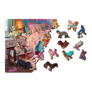 Wooden City 505 db-os fa puzzle - Pajkos kutyakölykök (NB505-0135-L)