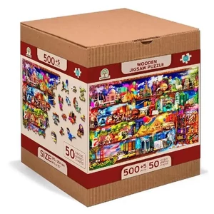 Wooden City 505 db-os fa puzzle - Utazós könyvespolc (NB505-0132-L)