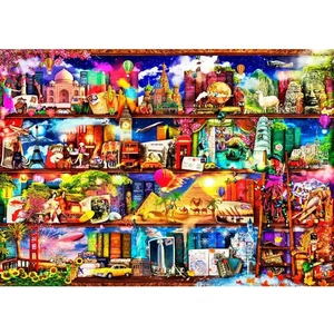 Wooden City 505 db-os fa puzzle - Utazós könyvespolc (NB505-0132-L)