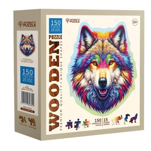 Wooden City HE0205-M - Szivárvány farkas - 150 db-os fa puzzle