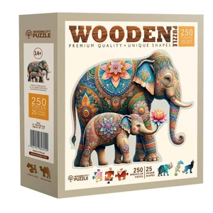 Wooden City HE0313-L - Előkelő elefántok - 250 db-os fa puzzle