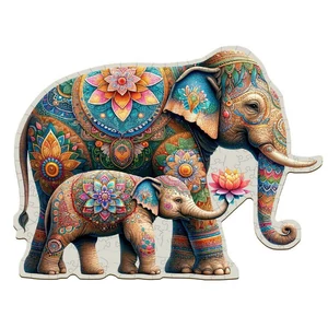 Wooden City HE0313-L - Előkelő elefántok - 250 db-os fa puzzle