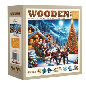 Wooden City NB0701-L - Mikulás szánja - 505 db-os fa puzzle