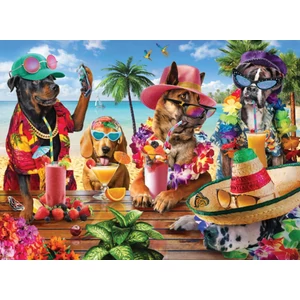 Anatolian 1102 - Dogs Drinking Smoothies on a Tropical Beach - 1000 db-os puzzle