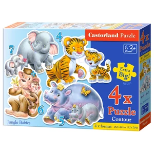 Castorland B-04249 - Sziluett puzzle  - A dzsungel kicsinyei - 4,5,6,7 db-os