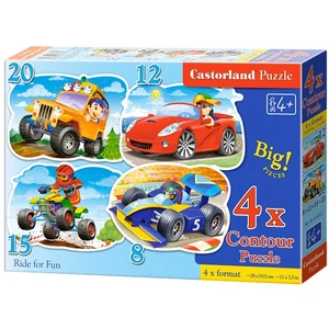 Castorland B-043057 - Vidám száguldás - 4 az 1-ben (8, 12, 15, 20 db-os) puzzle