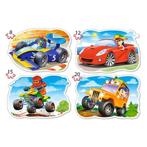 Castorland B-043057 - Vidám száguldás - 4 az 1-ben (8, 12, 15, 20 db-os) puzzle