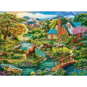 Castorland C-200931 - Idilli ház, lovakkal - 2000 db-os puzzle