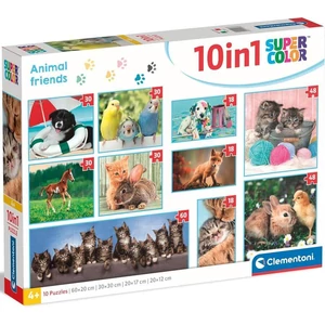 Clementoni 20283 - Állatok - 10 az 1-ben Szuper színes puzzle (18, 30, 48, 60)