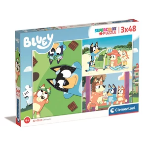 Clementoni 25281- Bluey - 3 x 48 db-os Szuper Színes puzzle