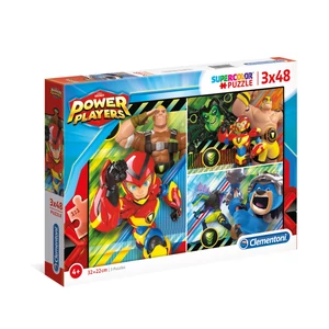 Clementoni 25258 - Power Players - 3 x 48 db-os Szuper színes puzzle