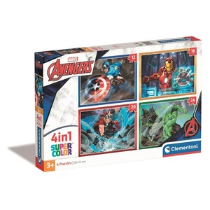 Clementoni 4 az 1-ben puzzle (12,16,20 24  db-os) - Marvel Bosszúállók (21525)