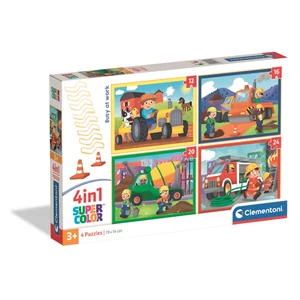 Clementoni 21741 - Munkagépek - 4 az 1-ben Szuper színes puzzle (12,16,20,24 db-os)