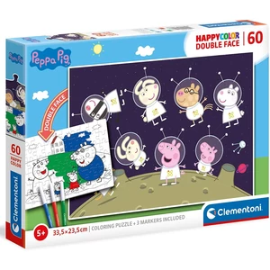 Clementoni 26096 - Peppa malac - Űrséta - 60 db-os Színezhető kétoldalas puzzle