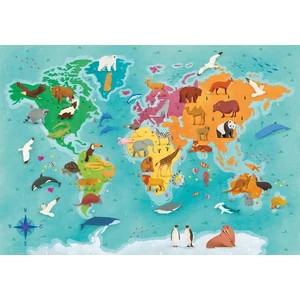 Clementoni 29063 - Felfedező térkép - A világ állatai - 250 db-os puzzle