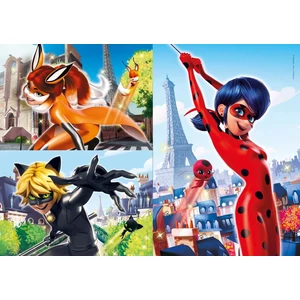 Clementoni 25234 - Miraculous - Katicabogár és Fekete Macska - 3 x 48 db-os Szuper Színes puzzle