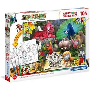 Clementoni 25701 - Szafari - 104 db-os Színezhető kétoldalas puzzle