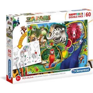 Clementoni 26994 - Szafari - 60 db-os Színezhető kétoldalas puzzle