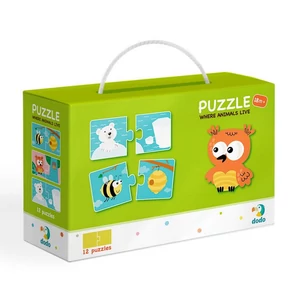 Dodo 300117 - Hol élnek az állatok? - 2 x 12 db-os Duo puzzle