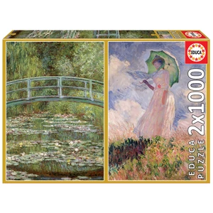 Educa 19270 - Claude Monet Tavirózsa - A napernyős nő - 2 x 1000 db-os puzzle