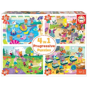Educa 18904 - Iskolanap - 4 az 1-ben puzzle (20,40,60,80 db-os) puzzle