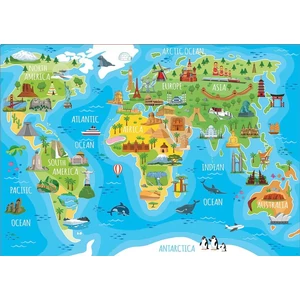 Educa 18116 - Világtérkép - Híres építmények - 150 db-os puzzle