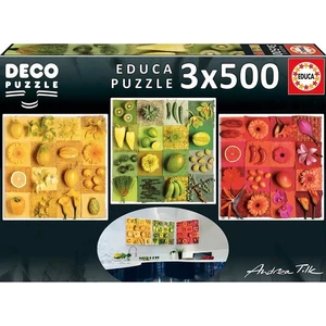 Educa 18454 - Egzotikus gyümölcsök és virágok - 3x500 db-os puzzle