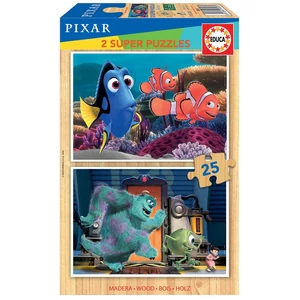 Educa 18597 - Disney Pixar mesék - 2 x 25 db-os fa puzzle