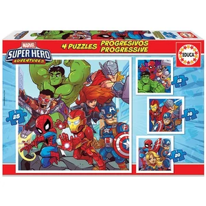 Educa 18647 - Super Hero Adventures - 4 az 1-ben puzzle (12,16,20,25 db-os) puzzle