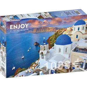 Enjoy Puzzle - 1086 - Santorini View with Boats, Greece - 1000 db-os puzzle