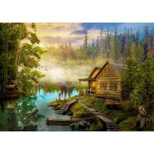 Enjoy Puzzle - 1602 - A Log Cabin on the River - 1000 db-os puzzle